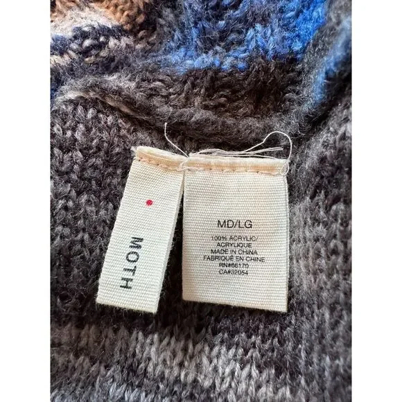 Anthropologie Moth Boho Bohemian Blue Gray Ombre Long Cardigan Size M/L - Picture 2 of 7